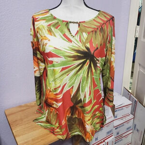 🔥 NWT Alfred Dunner Tropical Print Blouse S
